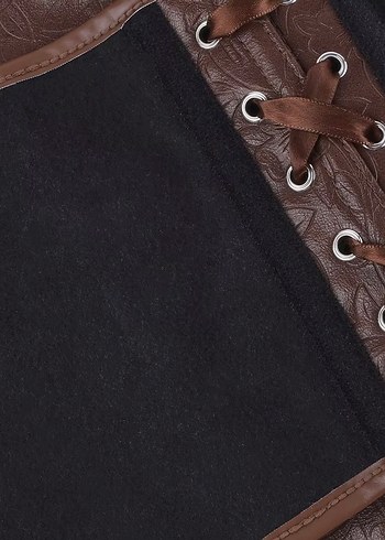 Kahverengi Deri Bağcıklı Göğüs Korsesi - Görsel 5