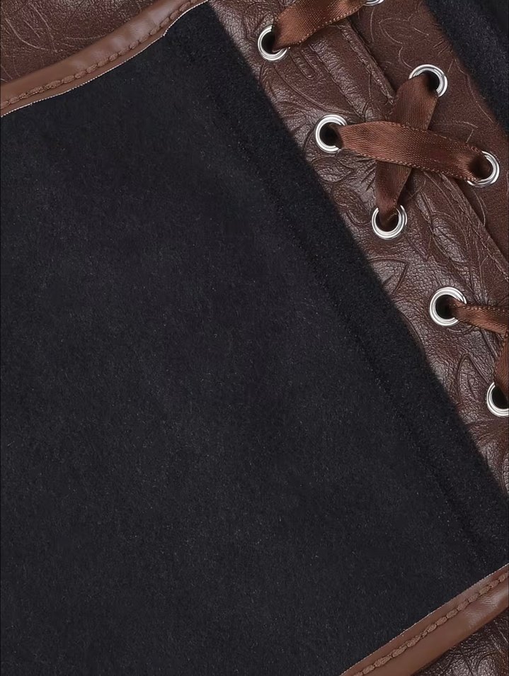 Kahverengi Deri Bağcıklı Göğüs Korsesi - Görsel 5