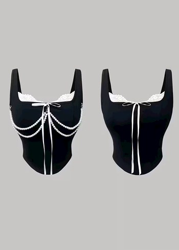 Siyah Dantel Detaylı Gotik Büstiyer - Görsel 2