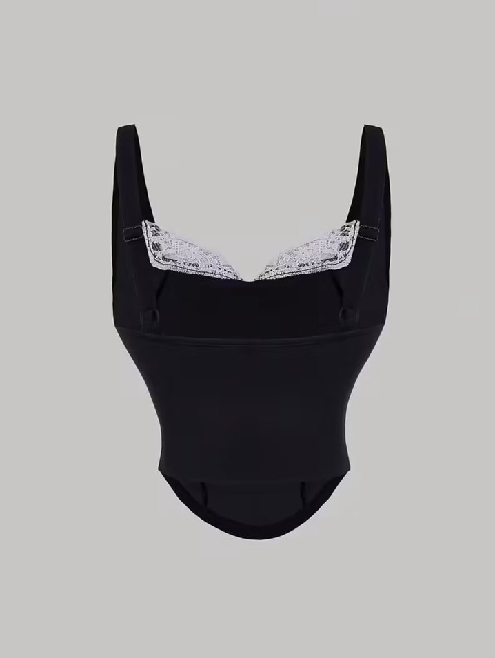 Siyah Dantel Detaylı Gotik Büstiyer - Görsel 3