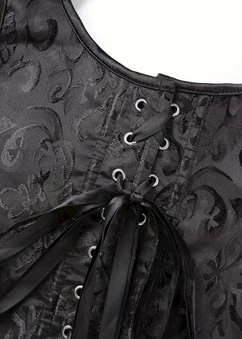 Dantel Detaylı Siyah Gotik Büstiyer - Görsel 4