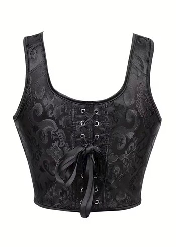 Dantel Detaylı Siyah Gotik Büstiyer - Görsel 3