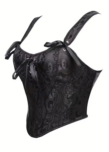Dantel Detaylı Siyah Gotik Büstiyer - Görsel 2