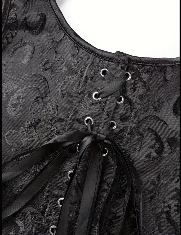 Dantel Detaylı Siyah Gotik Büstiyer - Görsel 4