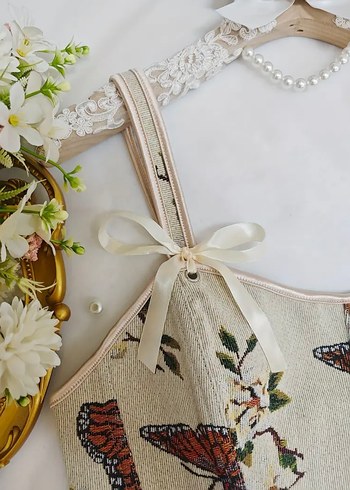 Dantel Detaylı Bohem Çiçekli Bustiyer - Görsel 2