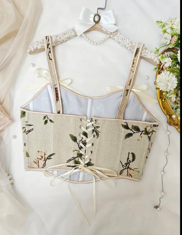 Dantel Detaylı Bohem Çiçekli Bustiyer - Görsel 4