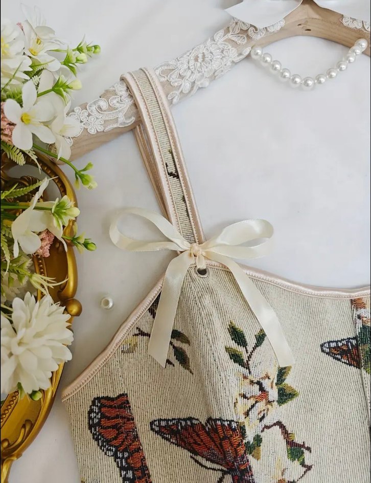 Dantel Detaylı Bohem Çiçekli Bustiyer - Görsel 2