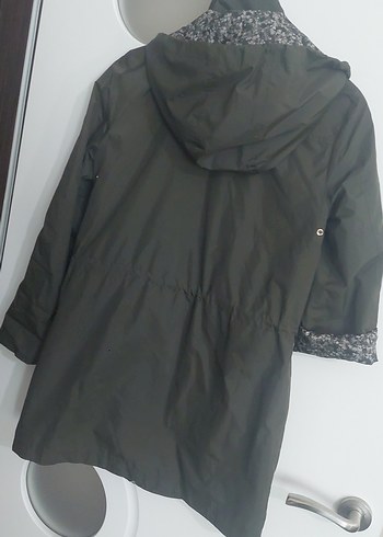 Kadın haki Kapüşonlu Fermuarlı yağmurluk - Görsel 7