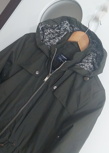 Kadın haki Kapüşonlu Fermuarlı yağmurluk - Görsel 6