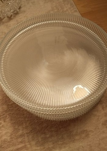 Bej Renkli Düz Cam Tabak 6 adet - Görsel 5