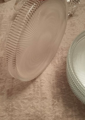 Bej Renkli Düz Cam Tabak 6 adet - Görsel 3