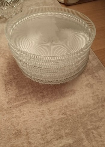 Bej Renkli Düz Cam Tabak 6 adet - Görsel 6