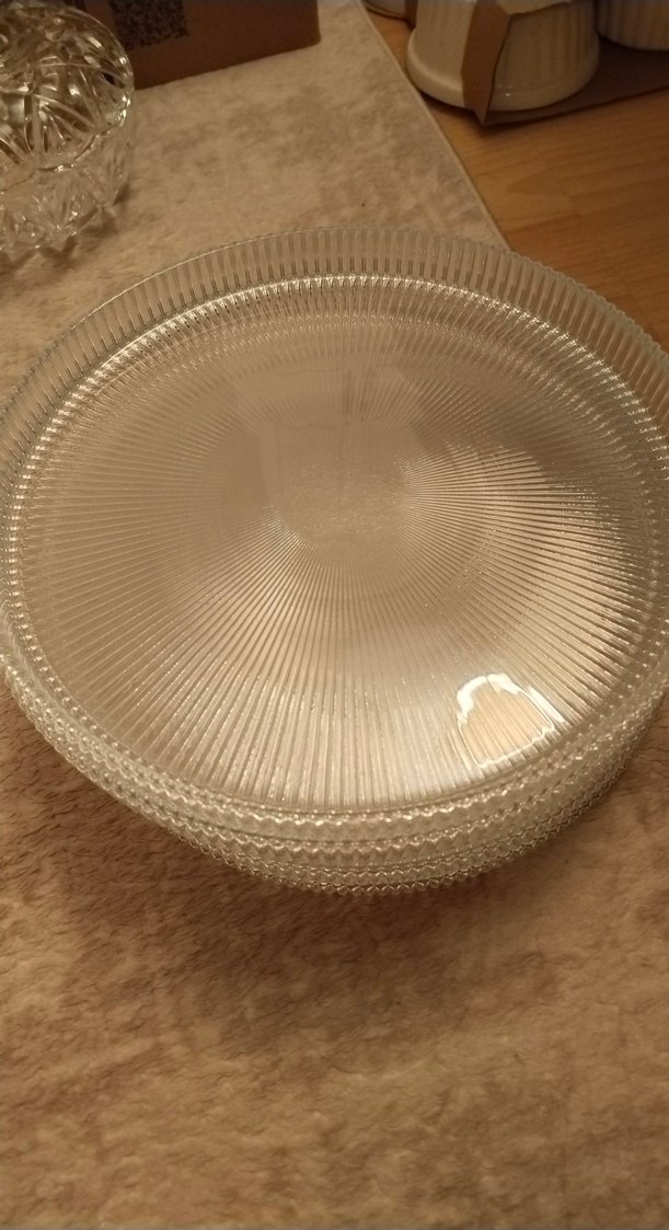 Bej Renkli Düz Cam Tabak 6 adet - Görsel 5