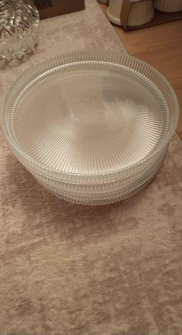 Bej Renkli Düz Cam Tabak 6 adet - Görsel 4