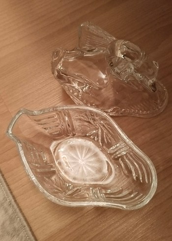 Vintage Şeffaf Cam Tabak Seti - Görsel 2