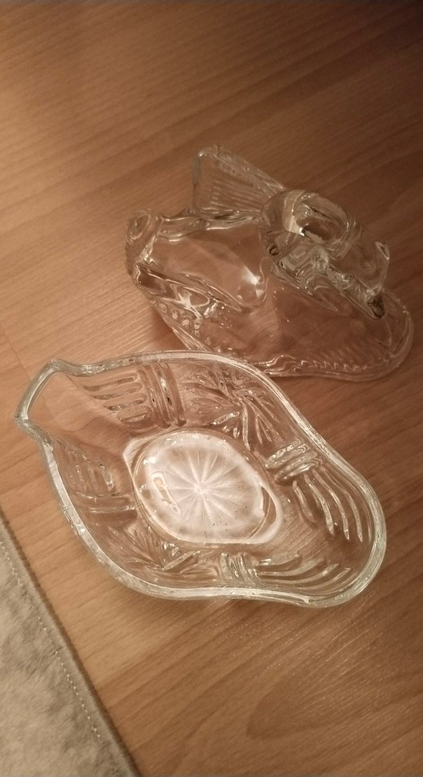 Vintage Şeffaf Cam Tabak Seti - Görsel 2