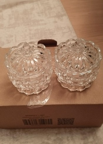 Vintage Şeffaf Cam Kapaklı Küçük Kavanoz Seti - Görsel 2