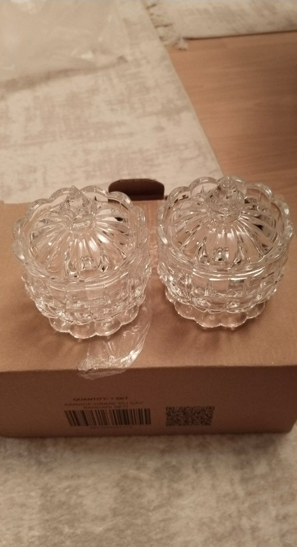 Vintage Şeffaf Cam Kapaklı Küçük Kavanoz Seti - Görsel 2