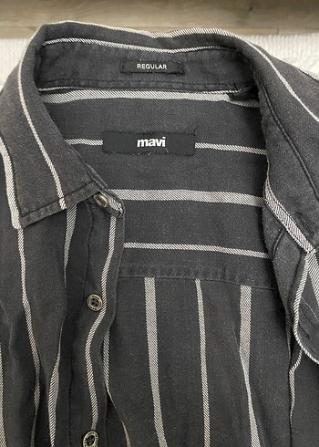 Gri Çizgili Erkek denim Gömlek - Görsel 2