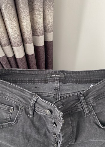 Siyah Düğmeli Erkek Denim Pantolon - Görsel 6