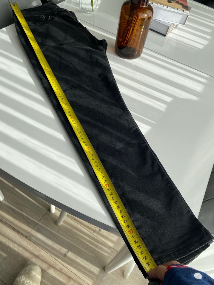 Siyah Düğmeli Erkek Denim Pantolon - Görsel 5