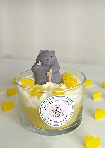 Gri fare figürlü mango kokulu Mum - Görsel 2