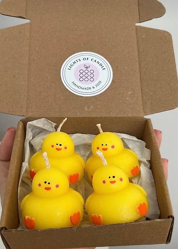 Sarı Ördek Şekilli 4lü mini Mum Seti - Görsel 2