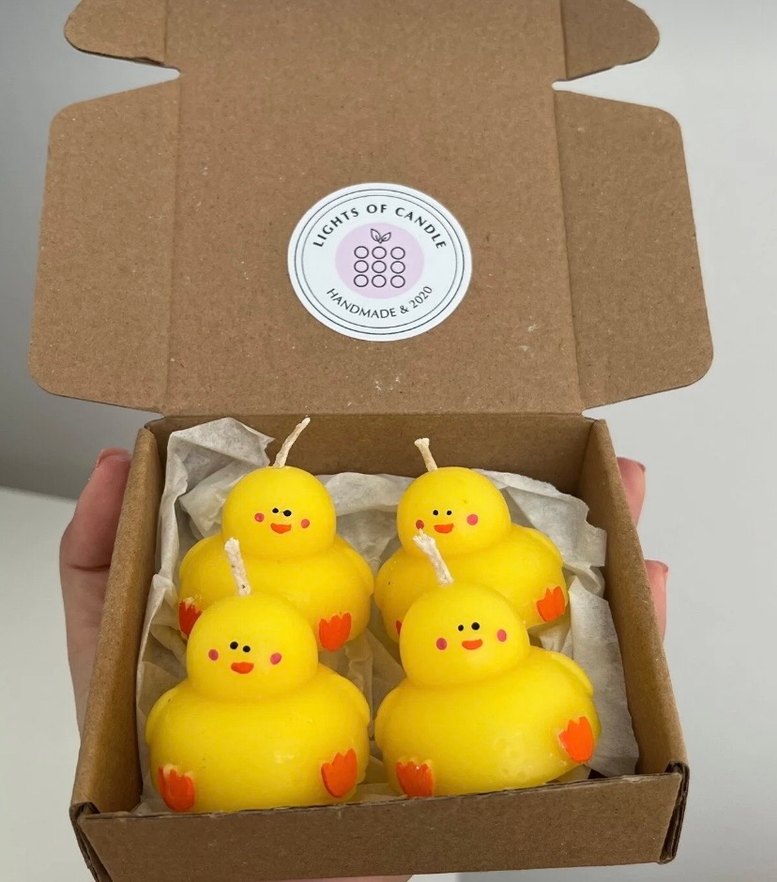 Sarı Ördek Şekilli 4lü mini Mum Seti - Görsel 2