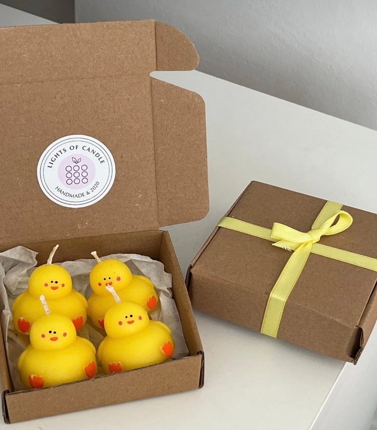 Sarı Ördek Şekilli 4lü mini Mum Seti - Görsel 3