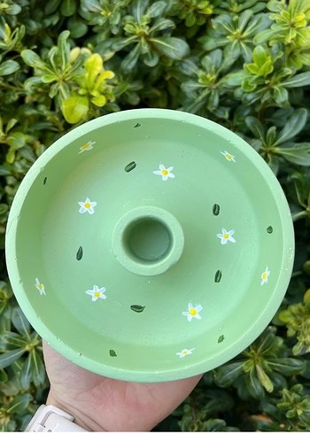 Papatya desenli Şamdan mumluk - Görsel 3