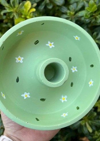 Papatya desenli Şamdan mumluk - Görsel 2