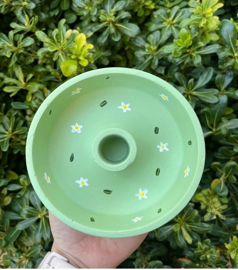 Papatya desenli Şamdan mumluk - Görsel 3