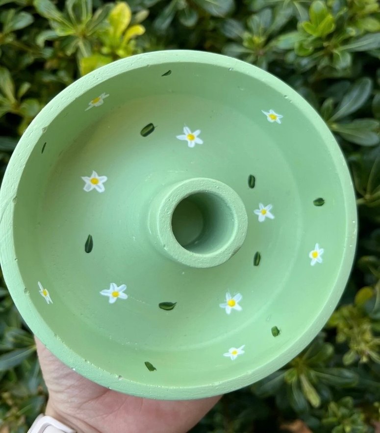 Papatya desenli Şamdan mumluk - Görsel 2