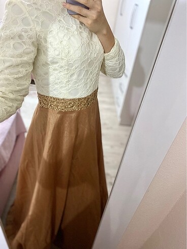 Tesettür gold abiye