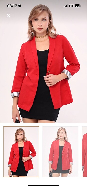 Kırmızı keten blazer ceket
