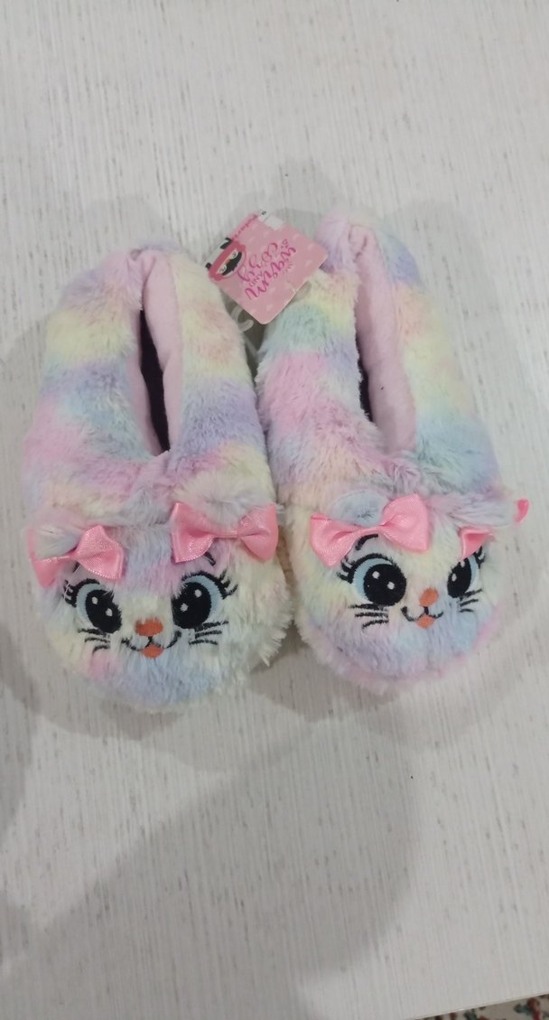 Kız Çocuk Renkli Peluş Terlik - Görsel 2