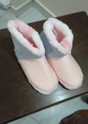 Kız Çocuk Pembe Peluş Ev Terliği - Görsel 2