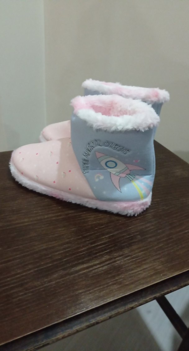 Kız Çocuk Pembe Peluş Ev Terliği - Görsel 3