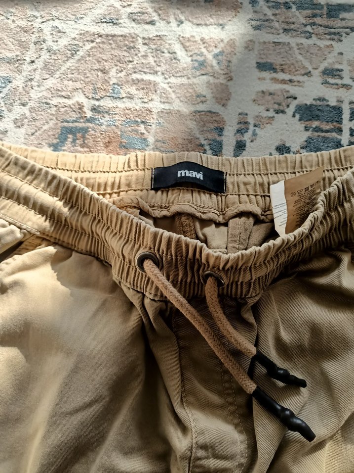 Bej Kemerli Rahat Kesim Kargocu  Pantolon - Görsel 2