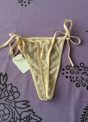 Diğer krem rengi yandan baglamali g string