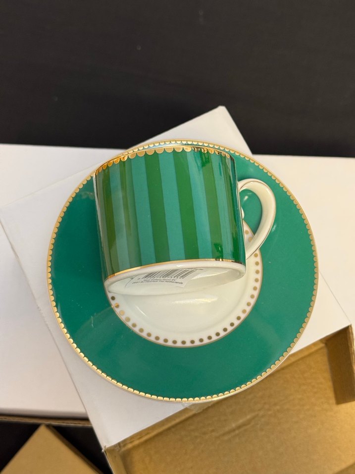 Pip studio yeşil çizgili Türk kahvesi fincanı - Görsel 3
