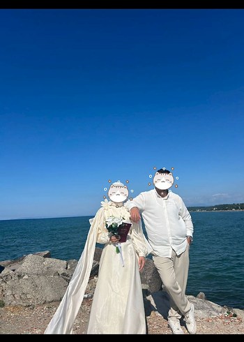 Uzun Beyaz Bohem Nikah Elbisesi