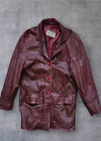 American Vintage Vintage Vera Pelle Burgundy Leather Look Long Coat