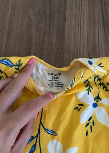 Carter's Carters Sarı Çiçekli Uzun Kollu Bebek Body