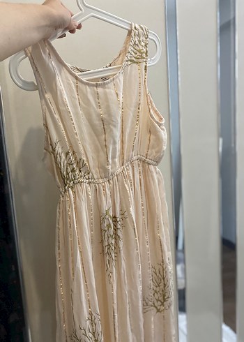 Bej Nakışlı Bohem Uzun Elbise - Görsel 3