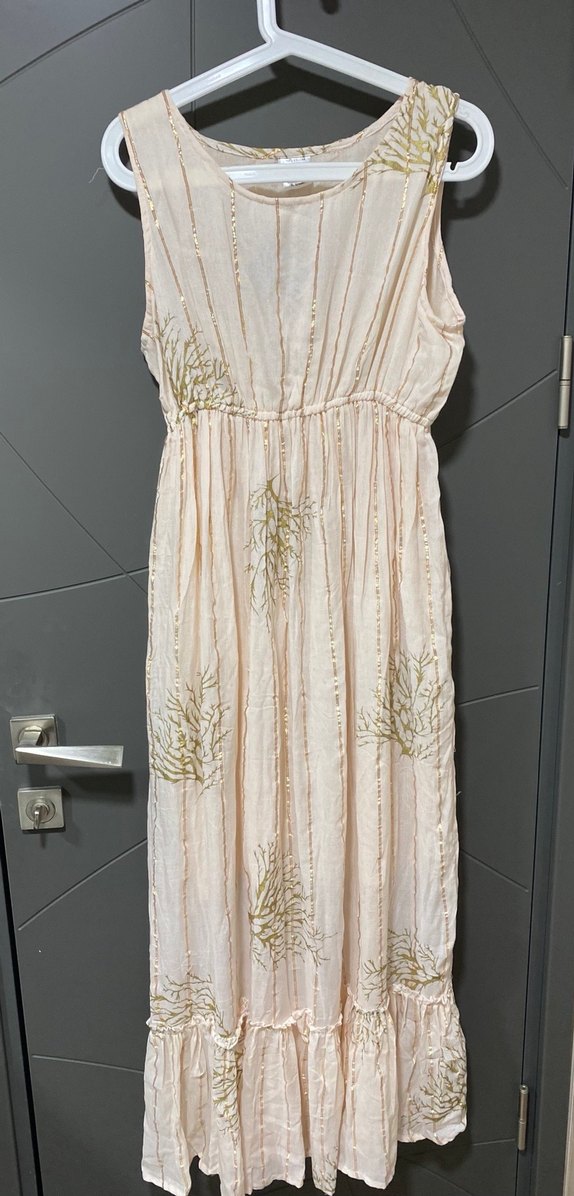 Bej Nakışlı Bohem  Uzun Elbise - Görsel 2