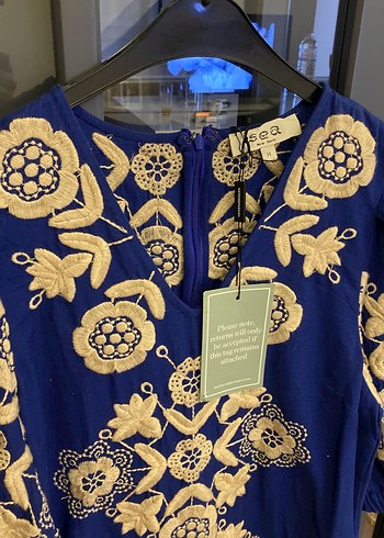 Lacivert Bohem Uzun Elbise - Görsel 3