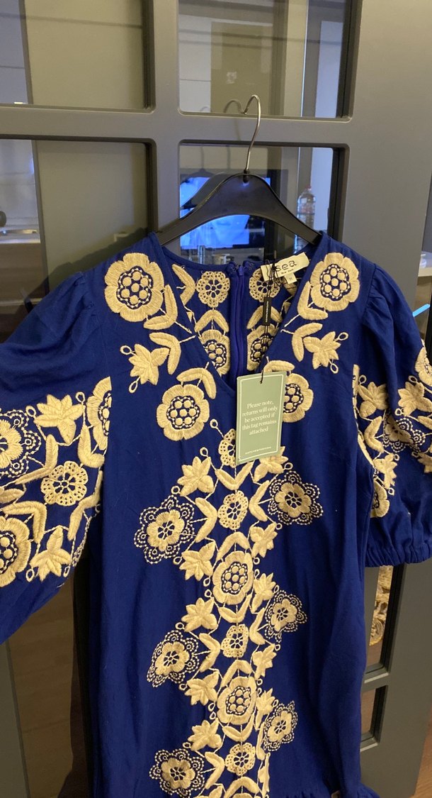 Lacivert Bohem Uzun Elbise - Görsel 2