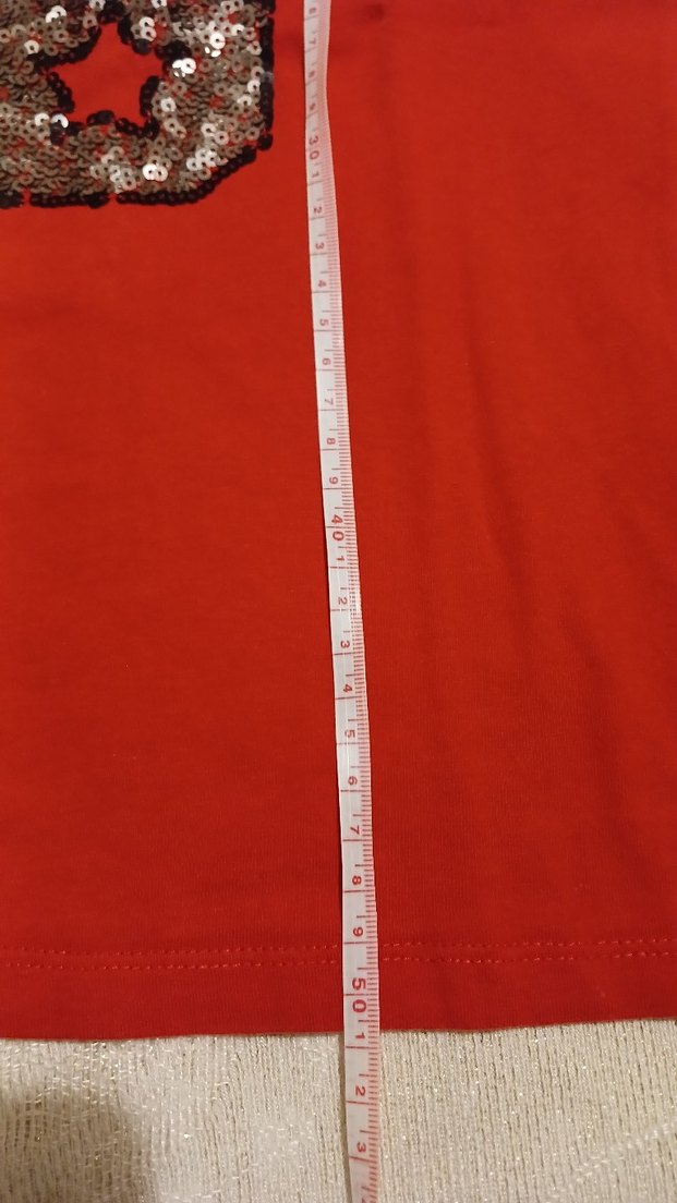 Kız Çocuk Parlak Pul Detaylı Kırmızı Tişört - Görsel 5