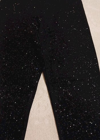 Kız Çocuk Simli Siyah Dar Kesim Tayt - Görsel 2